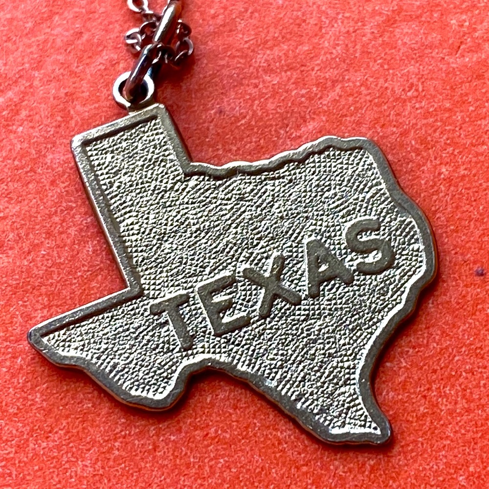 Vintage 12k GF Texas state charm pendant sterling silver gold plated necklace